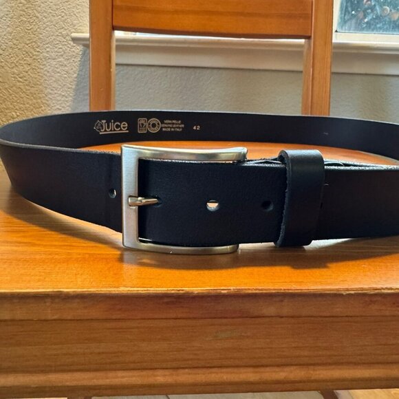 Juice Black Genuine Leather Belt Size 42 Made In Italy Formal or casual dress - Picture 1 of 5